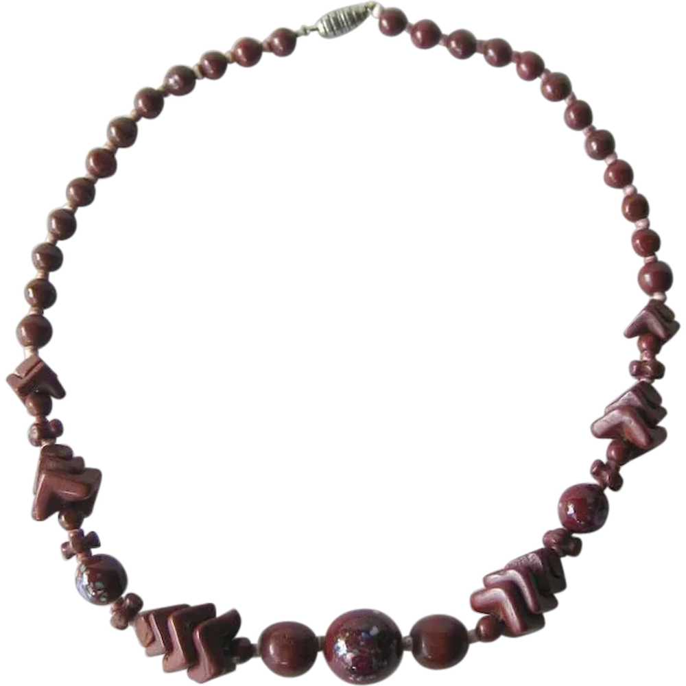 Art Deco Glass Beaded Necklace - image 1