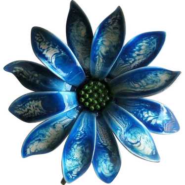 Blue Enamel Wash Flower Pin - Vintage Pin - Fashi… - image 1