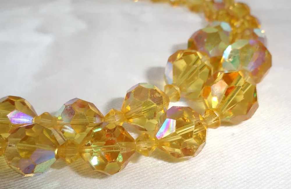 Vintage Yellow Aurora Borealis Crystal Bead Neckl… - image 5