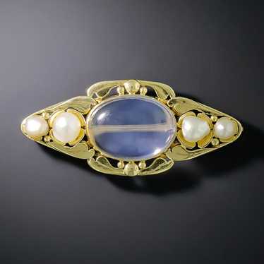 Arts and Crafts Moonstone and Pearl Brooch