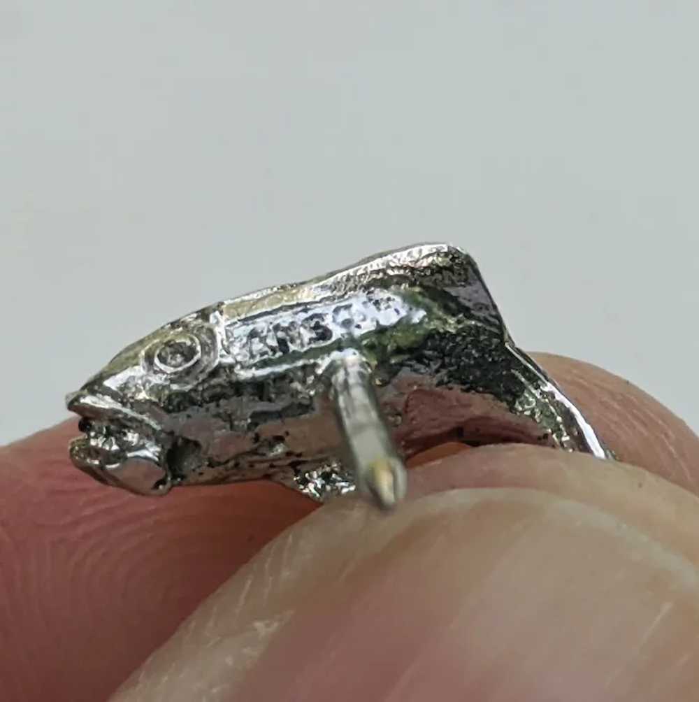 Vintage Sterling FISH Trout Bass Tie Tack PIn - image 3