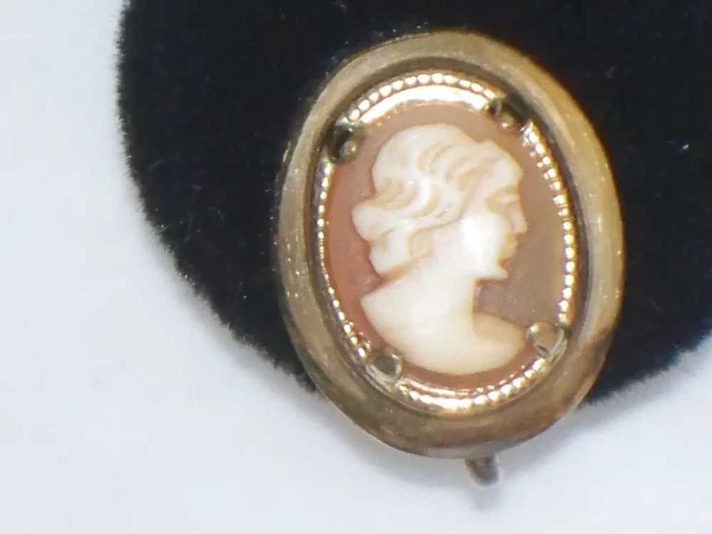 Vintage Hand Carved Shell Cameo Screw back Earrin… - image 7