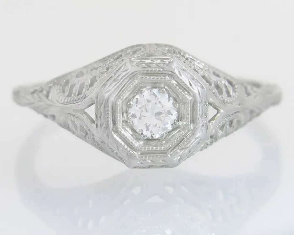 .20ct Genuine Diamond 18K Gold Filigree Art Deco … - image 2