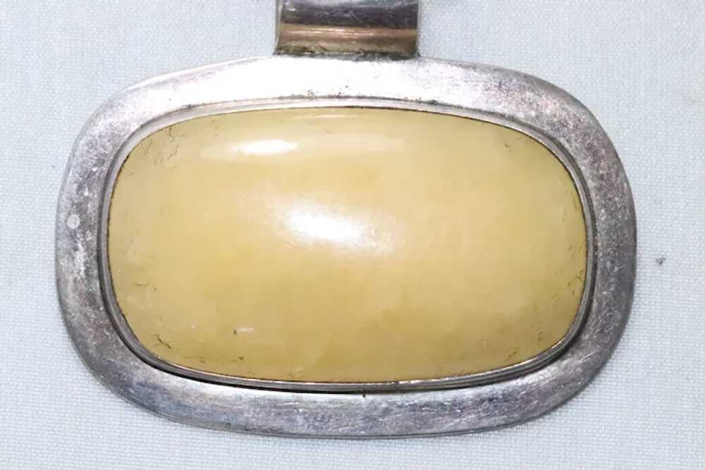 Vintage Sterling Silver Yellow Agate Necklace - image 2