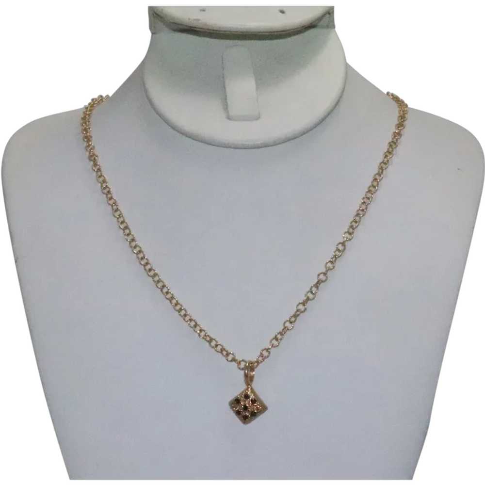 14 KT Gold Sapphire Stone Italian Necklace - image 1