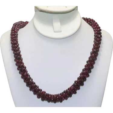Vintage Garnet Stone Beaded Necklace - image 1