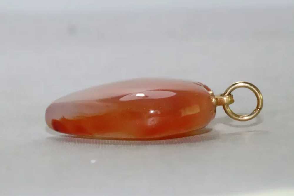 Vintage Gold FIll Brown Agate Heart Pendant - image 2