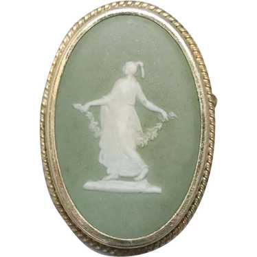 Vintage Wedgwood Green God Brooch - image 1