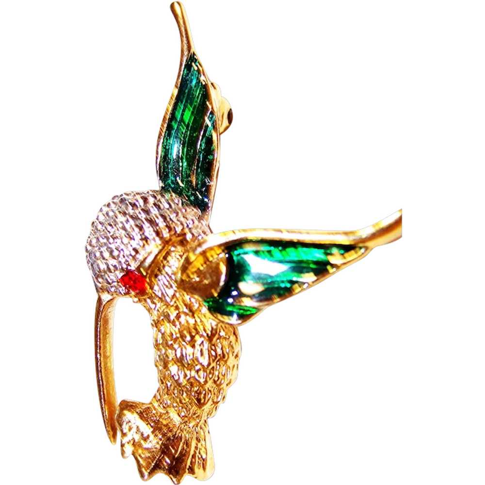 Signed MARVELLA Flying HUMMINGBIRD Pin - Brooch -… - image 1