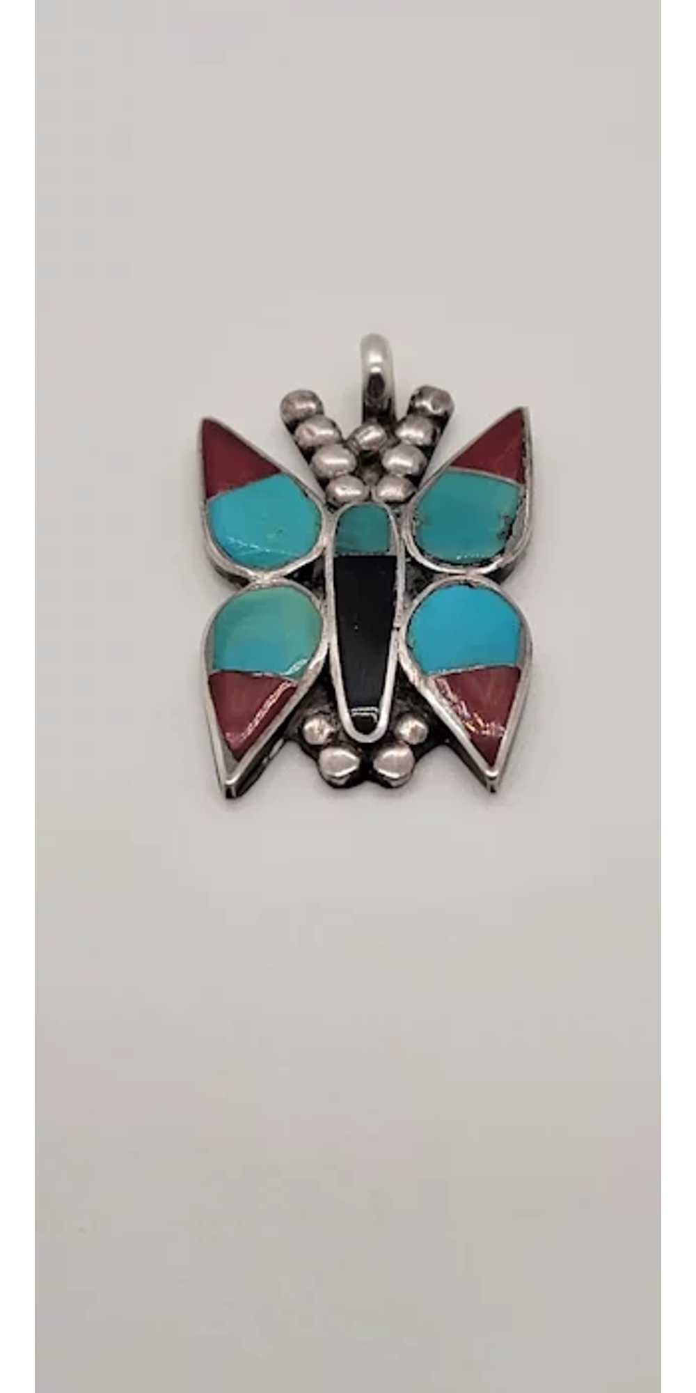 Southwestern turquoise onyx and agate butterfly - image 2