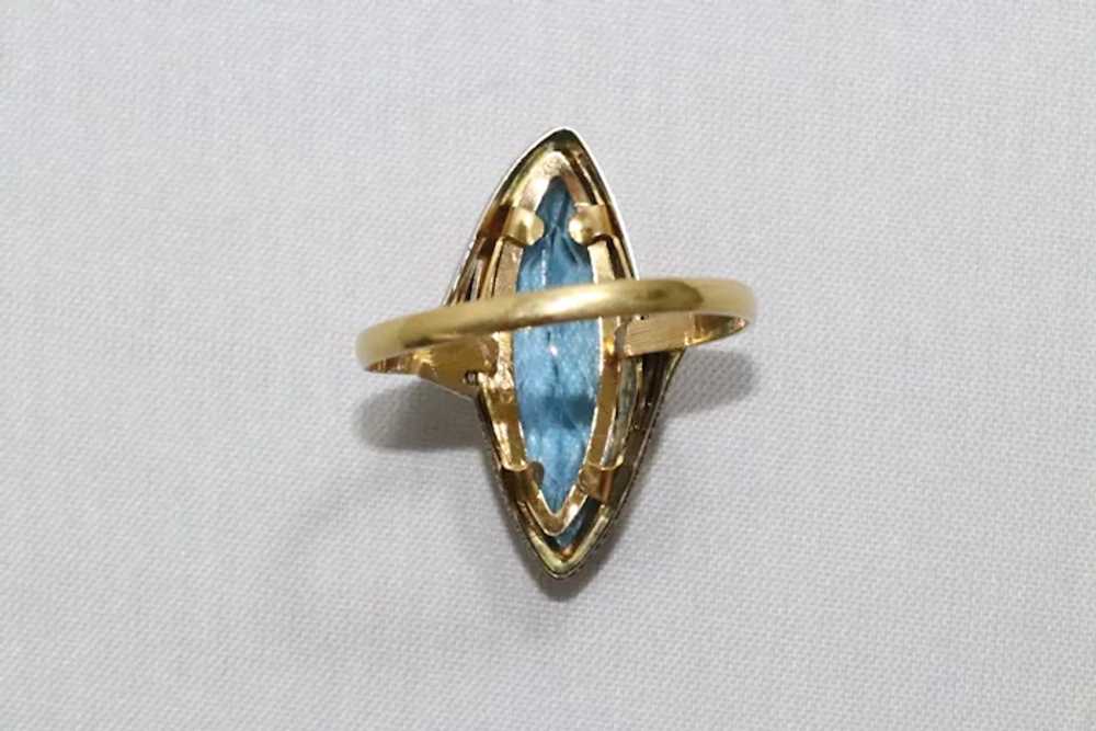 18 KT Two Tone Blue Topaz Ring - image 3