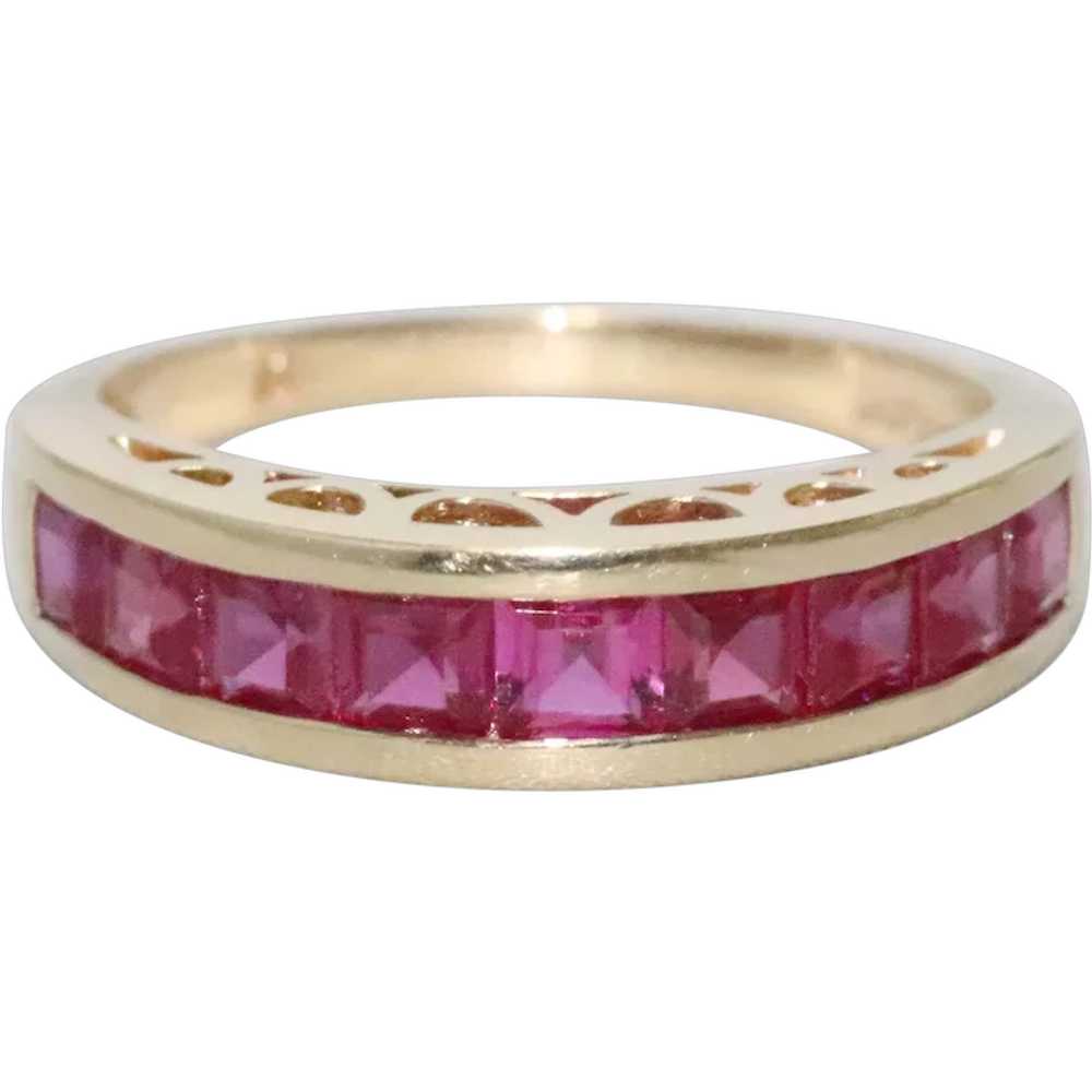 Vintage 14K Gold 1.5CT Synthetic Ruby Ring - image 1