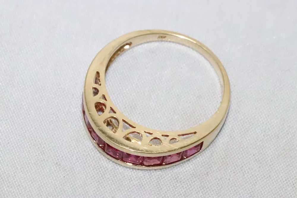 Vintage 14K Gold 1.5CT Synthetic Ruby Ring - image 2
