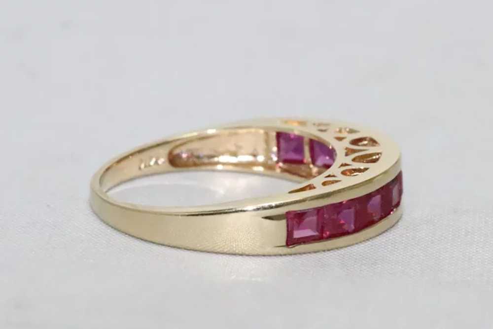 Vintage 14K Gold 1.5CT Synthetic Ruby Ring - image 3