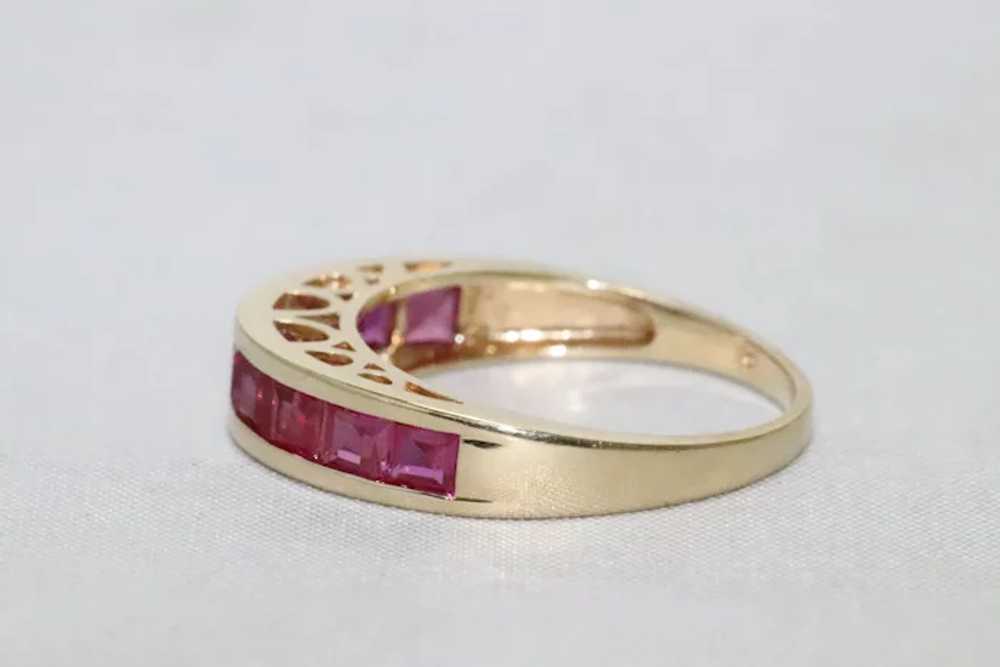 Vintage 14K Gold 1.5CT Synthetic Ruby Ring - image 5
