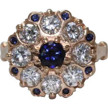 14KT Russian Rose Gold Sapphire Cubic Zirconia Rin