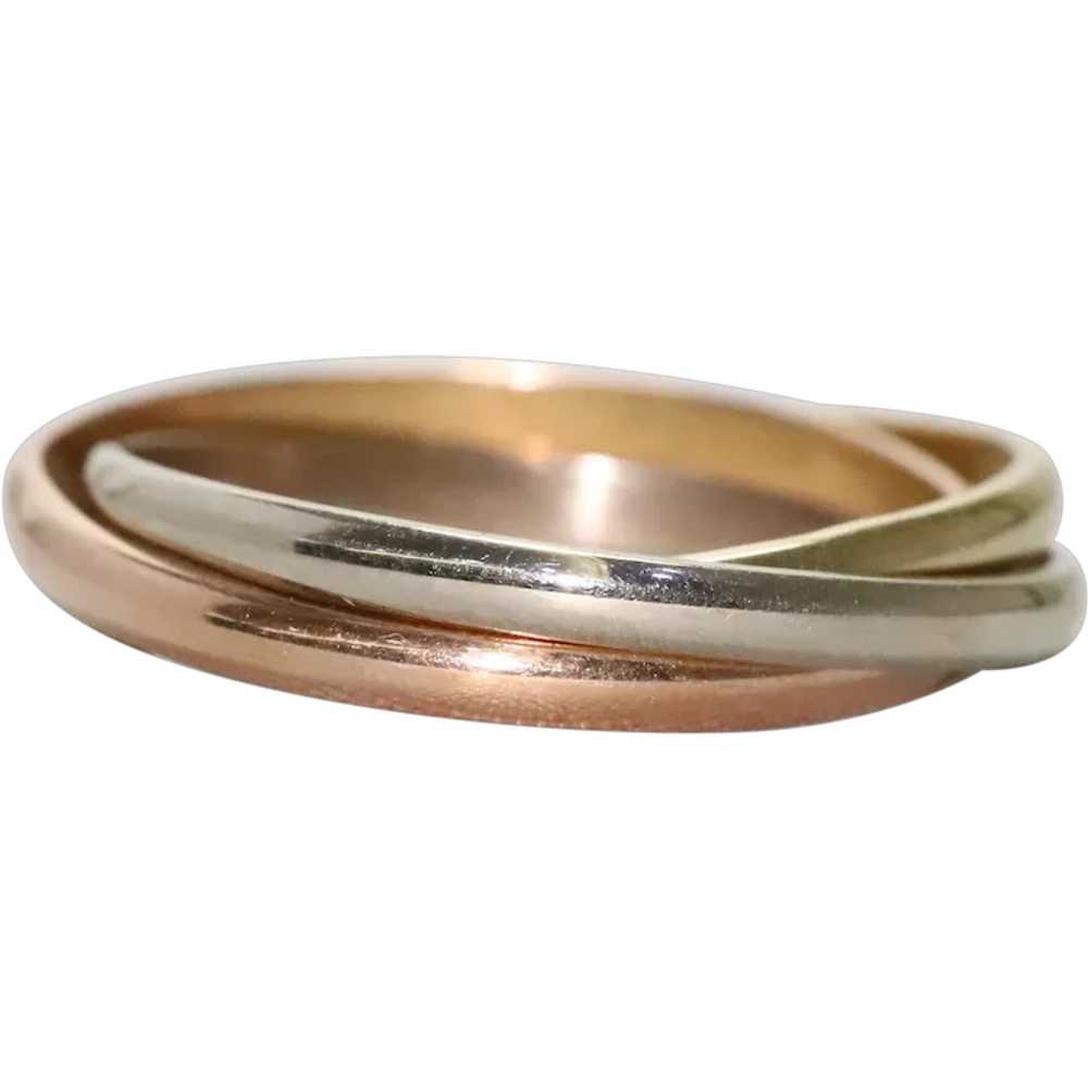 Italian 14KT Tri Tone Gold Trinity Ring - image 1