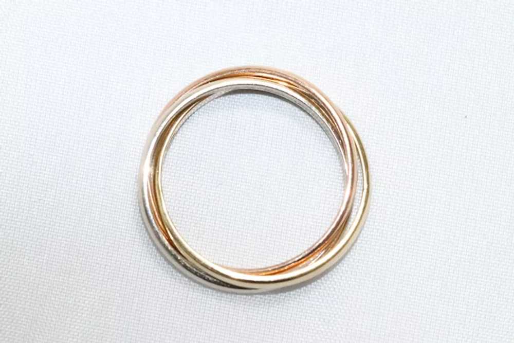 Italian 14KT Tri Tone Gold Trinity Ring - image 2