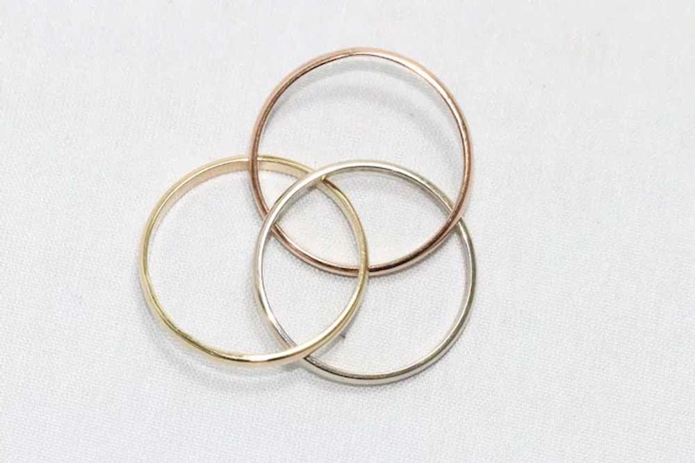 Italian 14KT Tri Tone Gold Trinity Ring - image 3