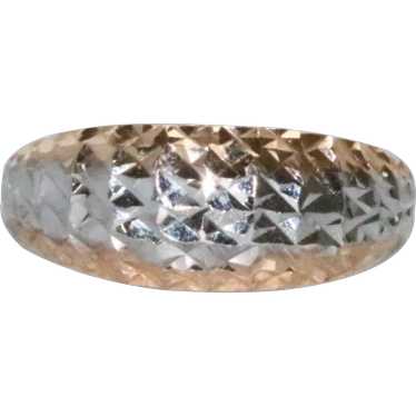 14 KT Russian Two Tone Gold Diamond Cuts Ring - image 1