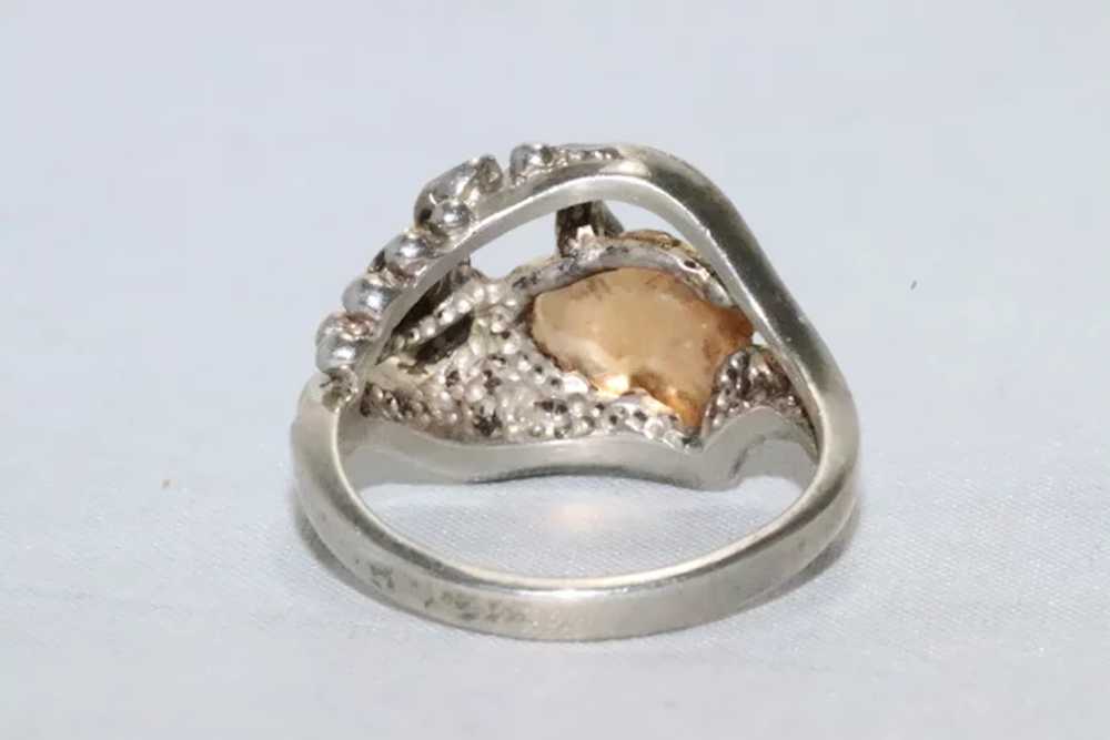 Sterling Silver and 12 KT Two Tone Gold Leafy Ring - image 3