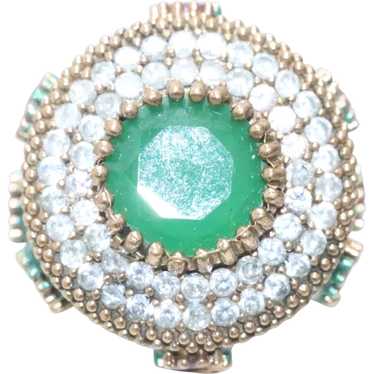 Sterling Silver Emerald CubiC Zirconia Enamel Ring - image 1