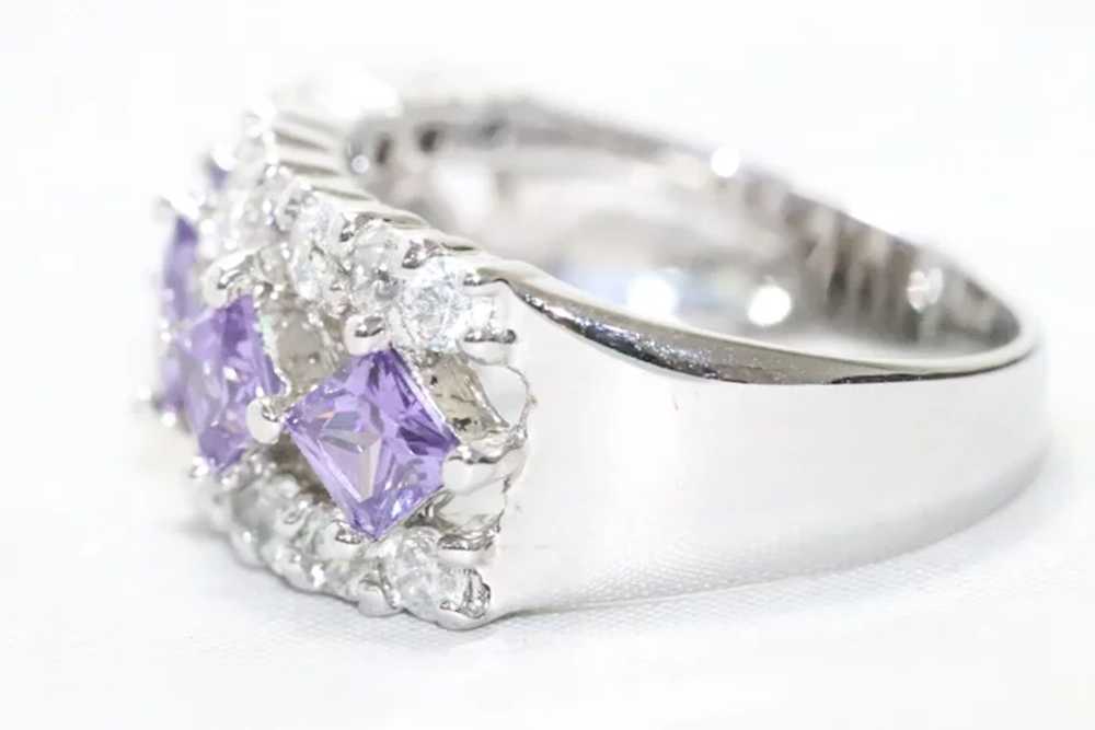 Sterling Silver Amethyst Cubic Zirconia Ring - image 2