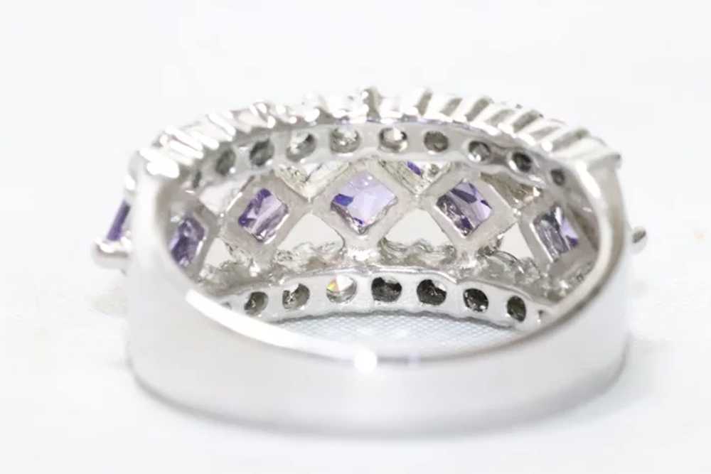 Sterling Silver Amethyst Cubic Zirconia Ring - image 3