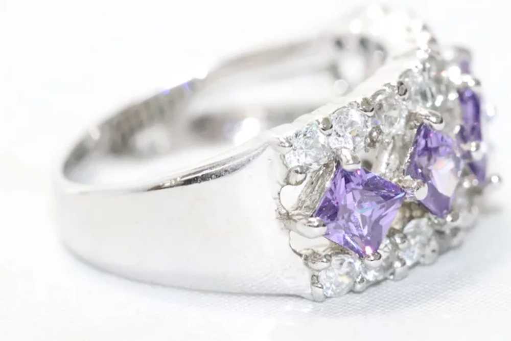 Sterling Silver Amethyst Cubic Zirconia Ring - image 4