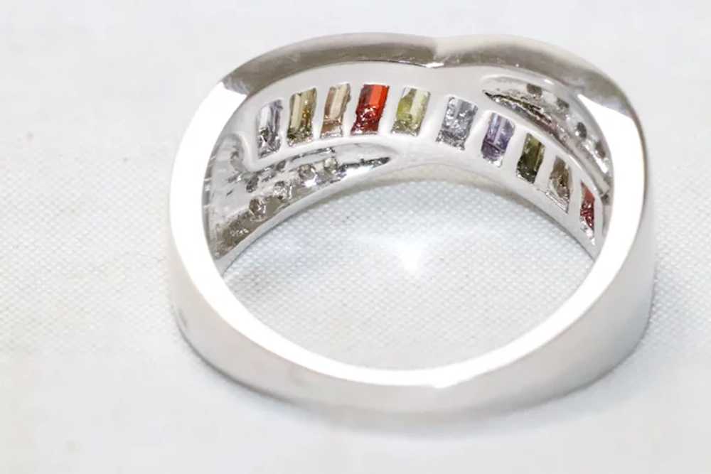 Sterling Silver Rainbow Cubic Zirconia Ring - image 3