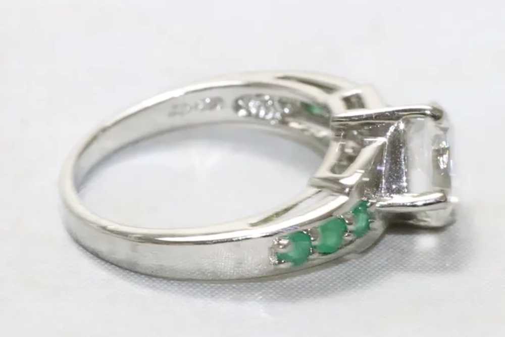 Sterling Silver Cubic Zirconia Emerald Ring - image 2