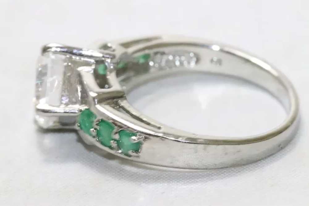 Sterling Silver Cubic Zirconia Emerald Ring - image 4