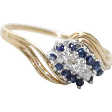 Vintage 14KT Yellow Gold .36 CT Sapphire .15 CT Di