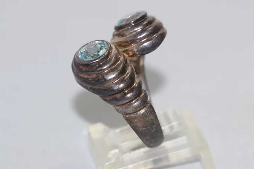 Vintage Silver Blue Topaz Stone Ring - image 4