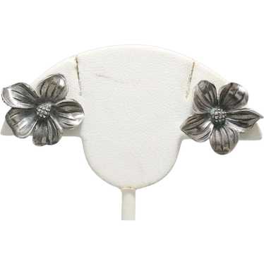 Vintage Sterling Silver Flower Stud Earrings