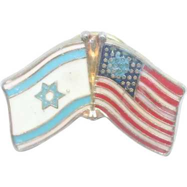 Vintage America Israel Flag Pin - image 1