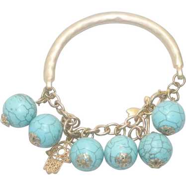 Vintage Costume Turquoise Paste Bracelet - image 1