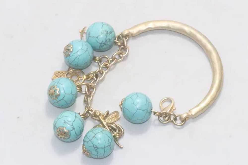 Vintage Costume Turquoise Paste Bracelet - image 2