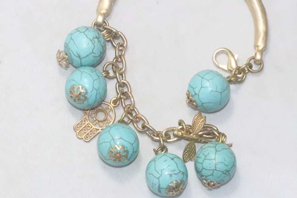 Vintage Costume Turquoise Paste Bracelet - image 3