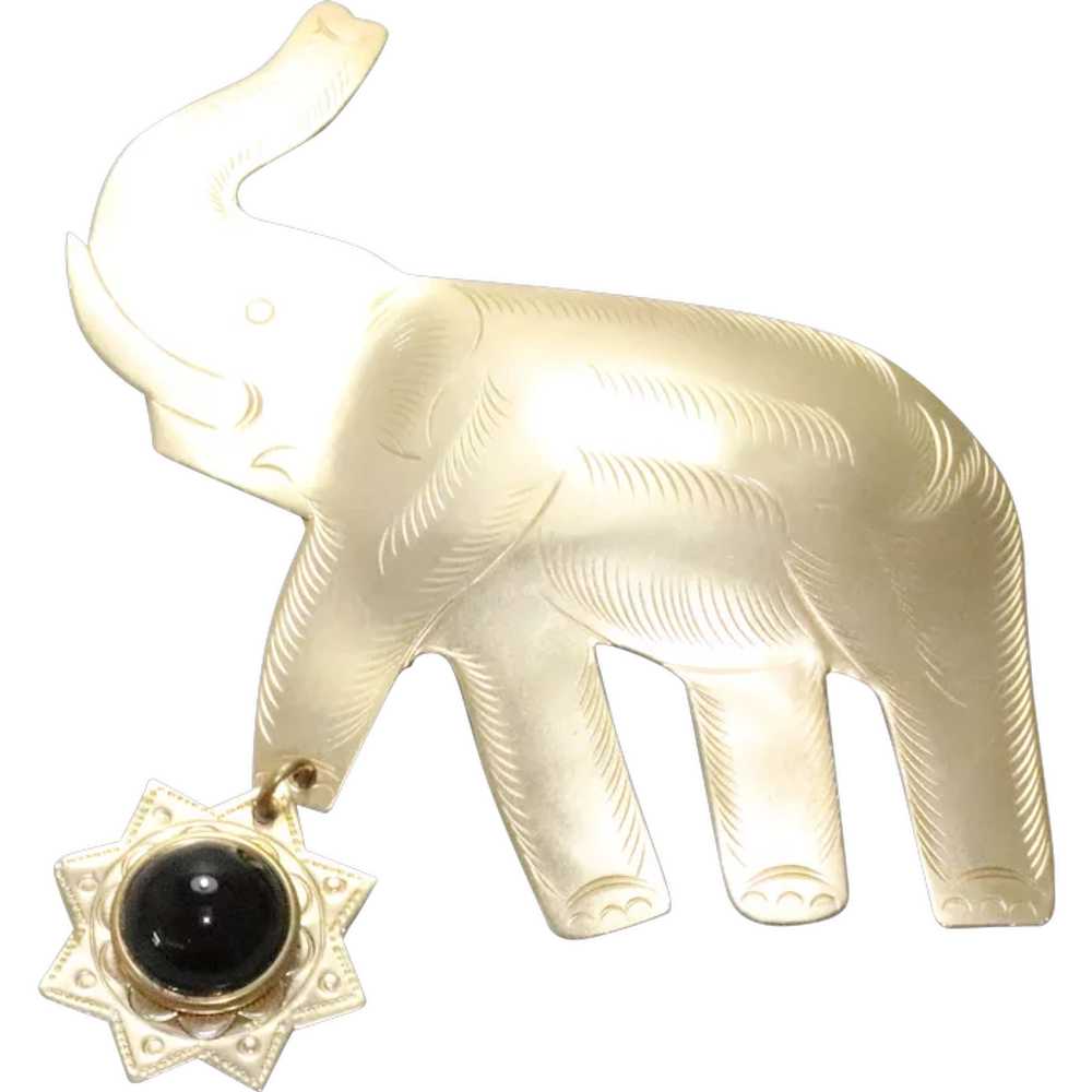 Vintage Costume Gold Tone Elephant Pin - image 1