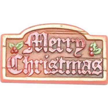Vintage Merry Christmas Sign Brooch