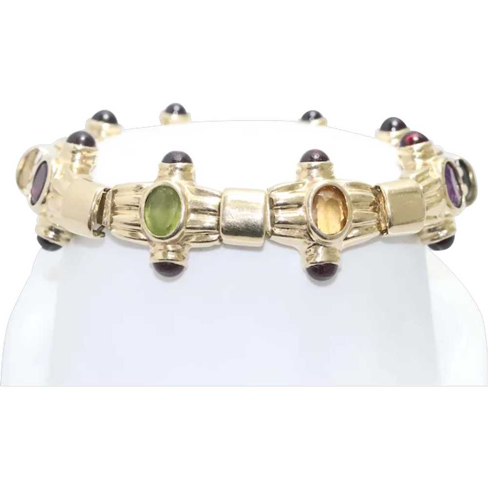 14 KT Yellow Gold Multi-Gemstones Bracelet - image 1