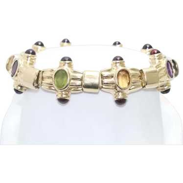 14 KT Yellow Gold Multi-Gemstones Bracelet - image 1