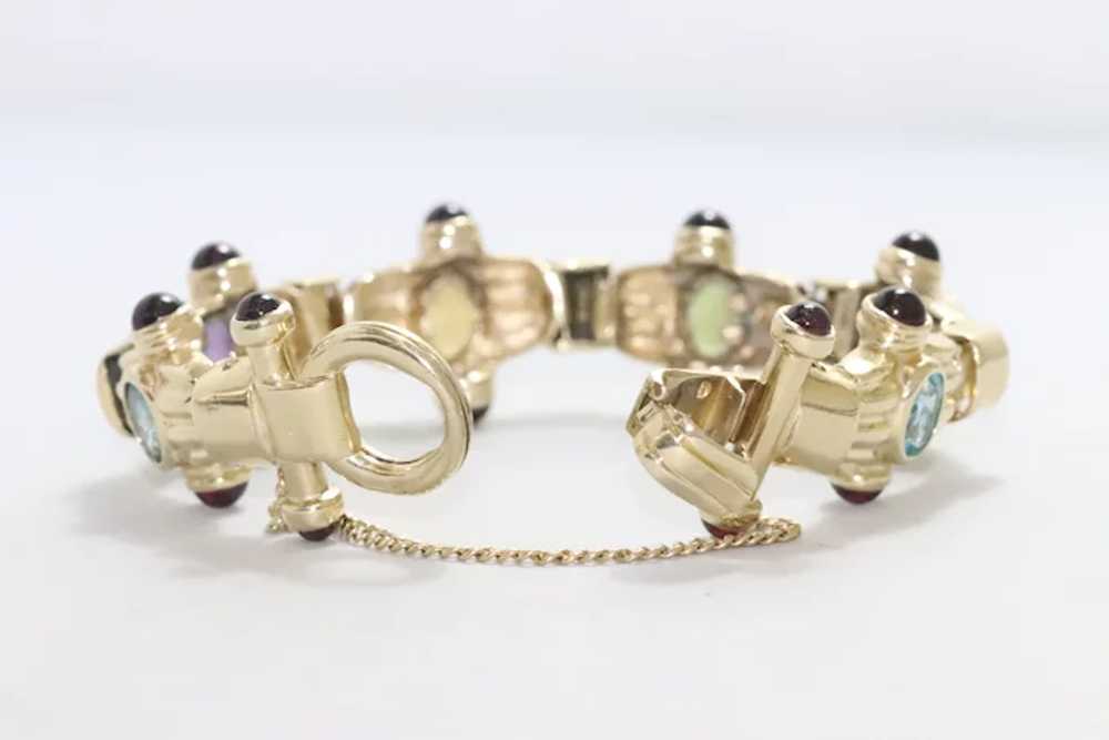 14 KT Yellow Gold Multi-Gemstones Bracelet - image 2