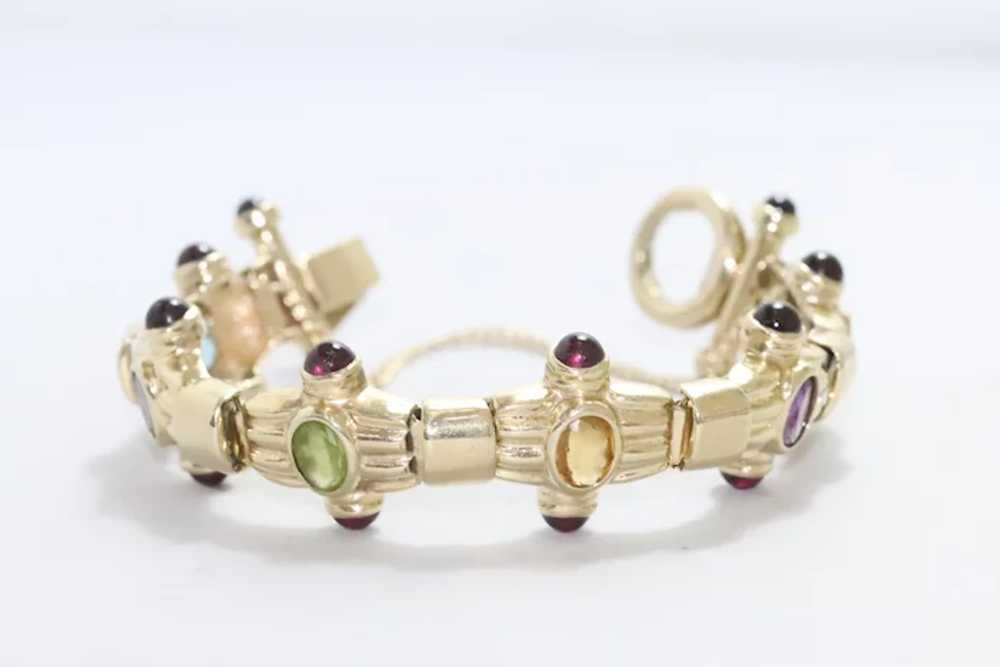 14 KT Yellow Gold Multi-Gemstones Bracelet - image 3