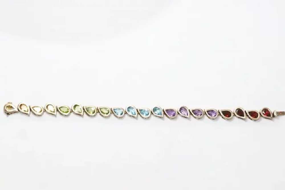 Vintage Sterling Silver Gold Tone Rainbow Necklace - image 2