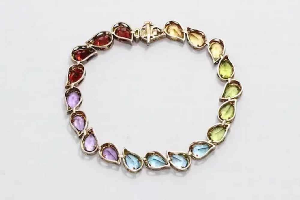 Vintage Sterling Silver Gold Tone Rainbow Necklace - image 3