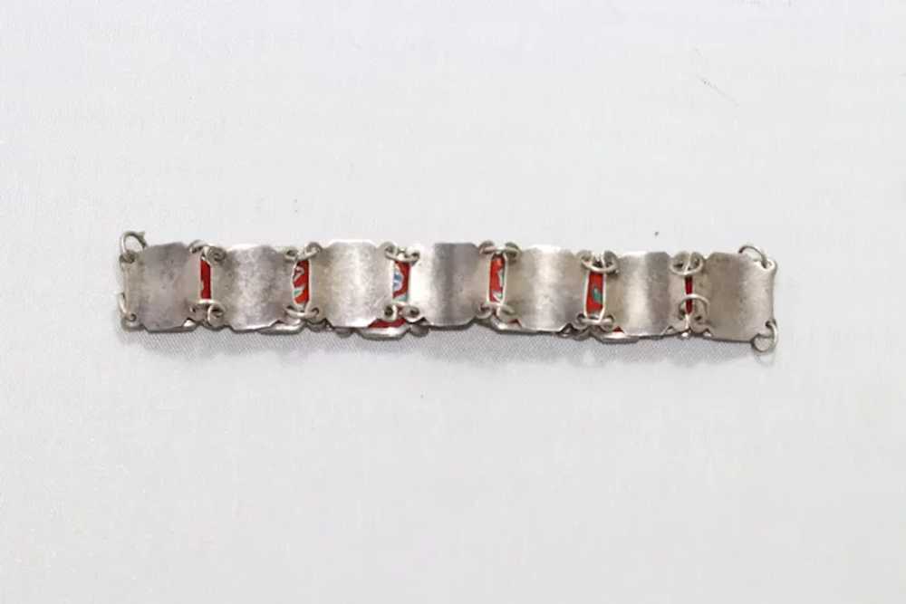 Vintage Sterling Silver Flower Enamel Bracelet - image 4