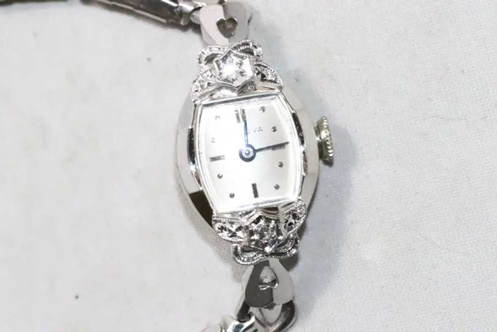 Vintage Bulova 14KT White Gold Square Watch Face … - image 3