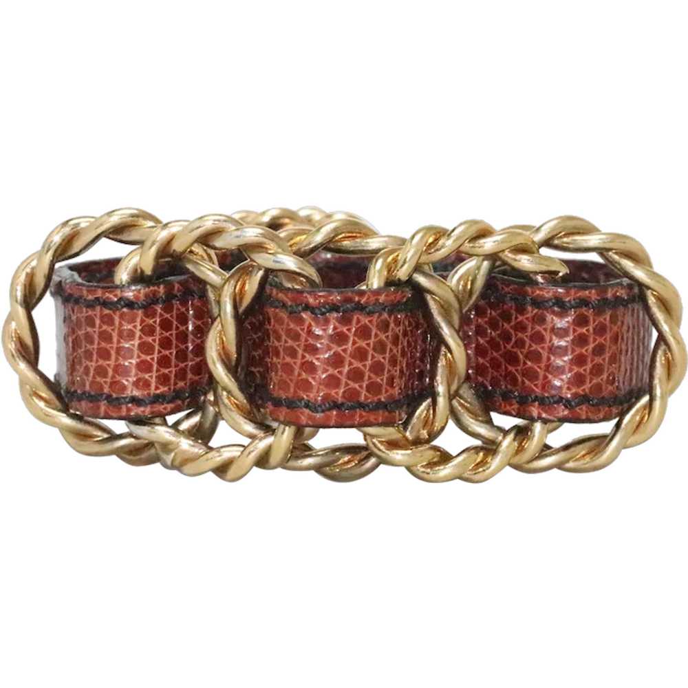 Vintage Fendi Red Crocodile Leather Bracelet - image 1